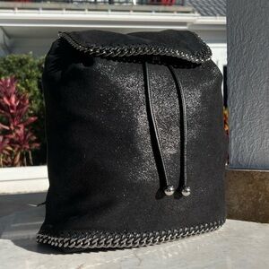 Stella McCartney Black Backpack with Silver Chain